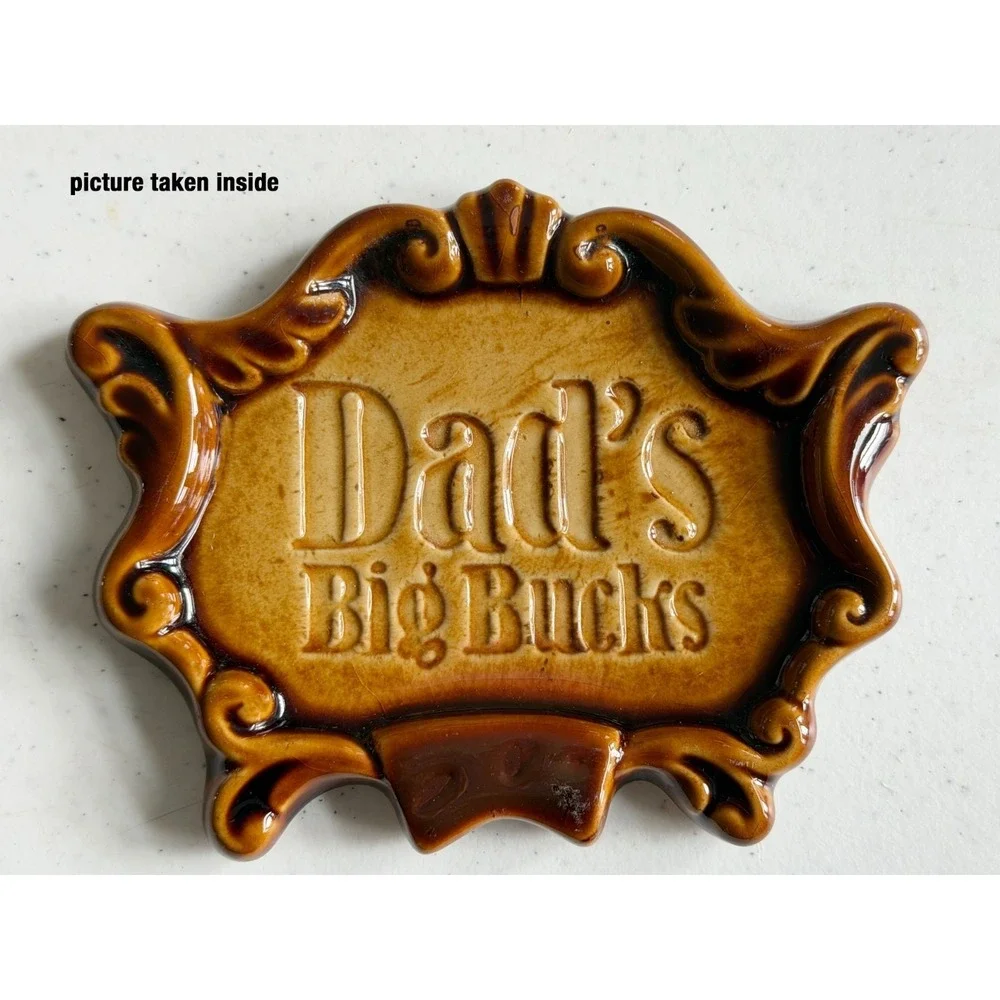 Vintage Dad's Big Bucks Pocket Change Dish Coin Tray Keys Trinket Father's Day